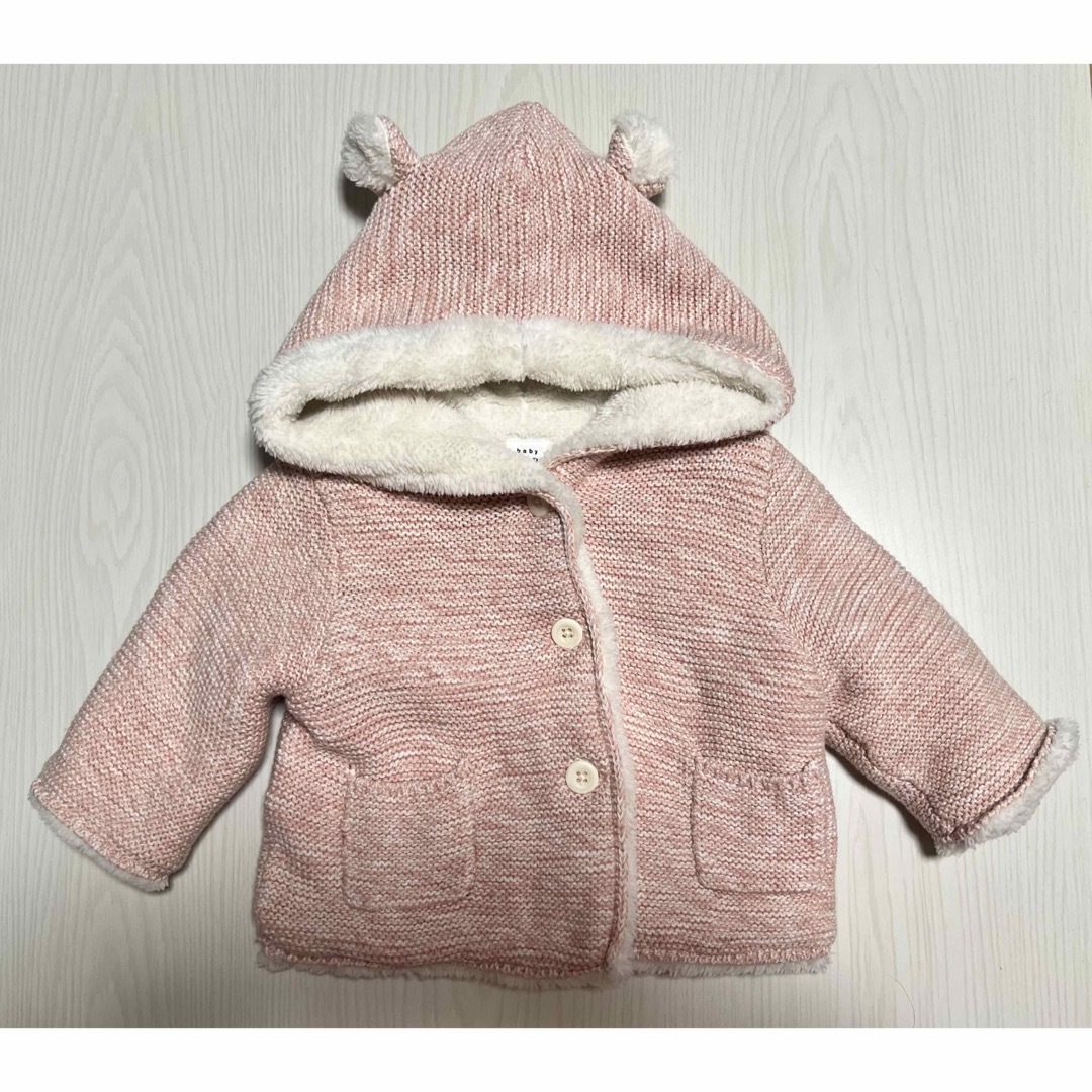 babyGAP(ベビーギャップ)のGAP baby  ピンクニットアウター　耳フード キッズ/ベビー/マタニティのベビー服(~85cm)(ジャケット/コート)の商品写真