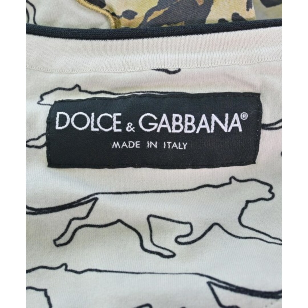 DOLCE&GABBANA Tシャツ・カットソー -(S位) 白x黒(総柄)普通裏地