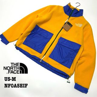 ザノースフェイス(THE NORTH FACE)の【新品】US-M ノースフェイス フリースジャケット ビッグロゴ 刺繍 イエロー(ブルゾン)