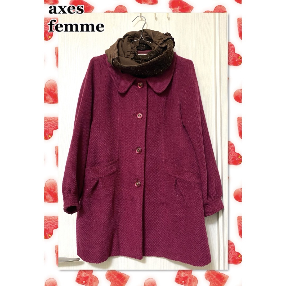 axes femme(アクシーズファム)のaxesfemme アクシーズファム　スヌード付き　コート レディースのジャケット/アウター(ロングコート)の商品写真