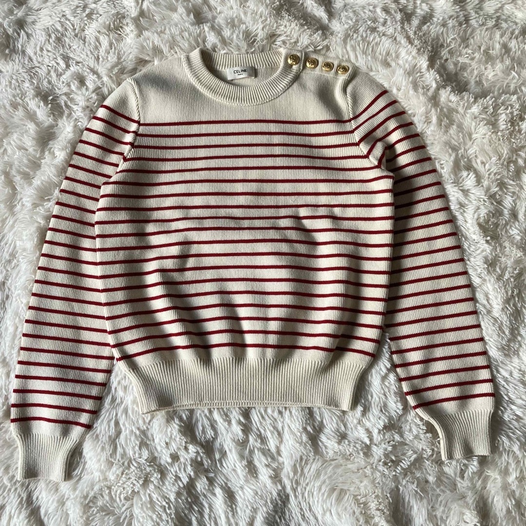 CELINE - ☆セリーヌ☆ニット☆ボーダー☆サイドボタン☆金 CELINE - ☆セリーヌ☆ニット☆ボーダー☆サイドボタン☆金