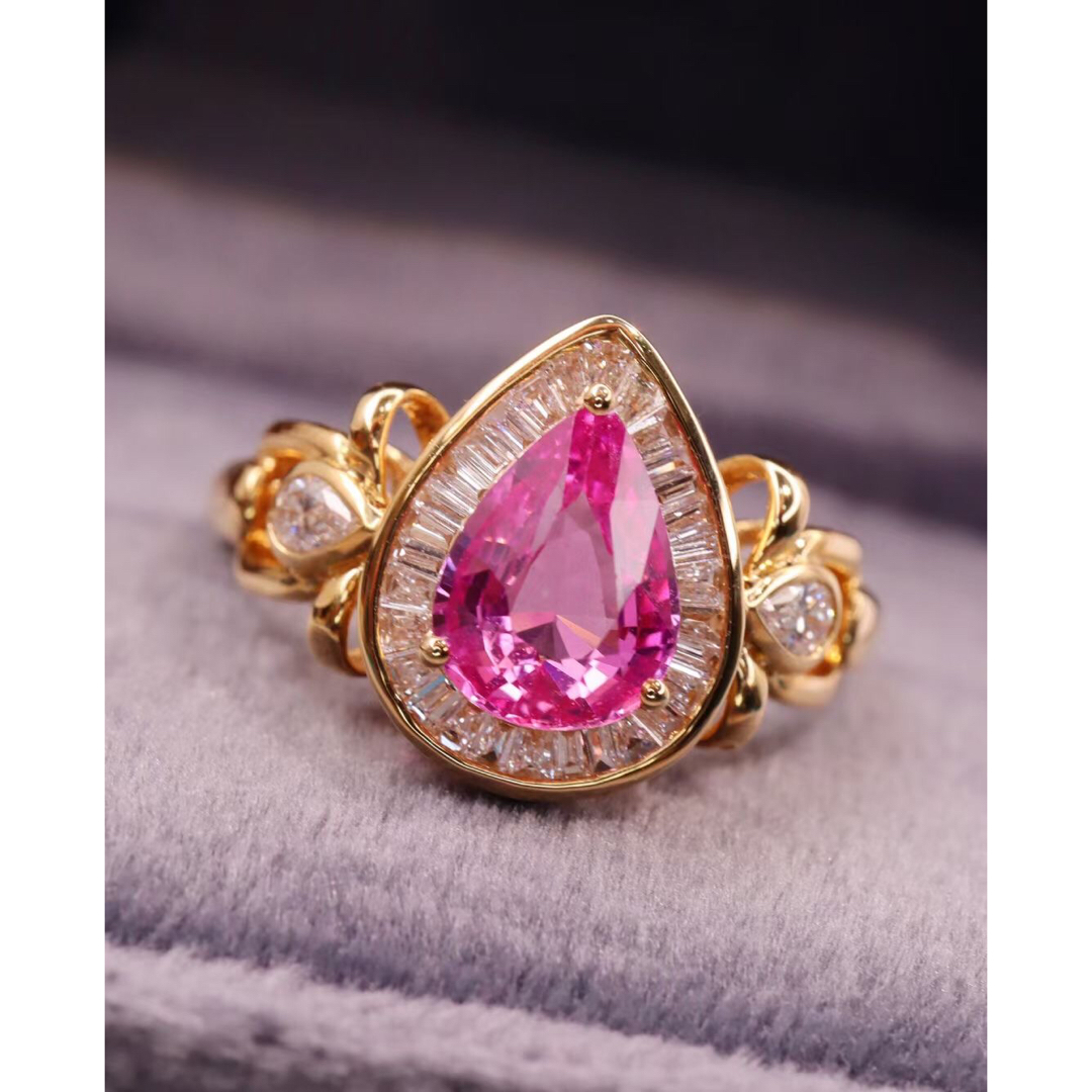 天然ピンク サファイア  ダイヤ リング1.27ct k18 ¥ レディースのアクセサリー(リング(指輪))の商品写真