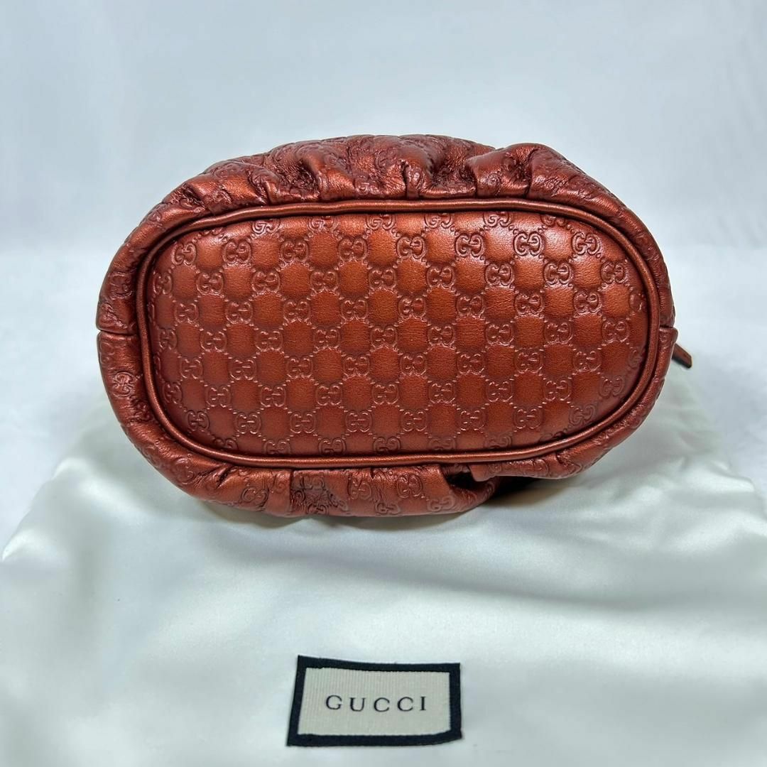 Gucci - ☆超美品☆グッチ マイクロシマ 化粧ポーチ GG柄 レザー 茶 ...