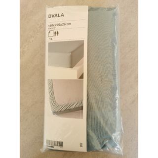 IKEA イケア　DVALA ボックスシーツ 160x200x26 くすみブルー(シーツ/カバー)