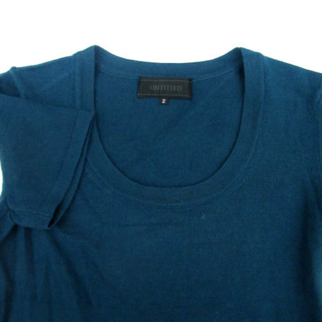 UNTITLED(アンタイトル)のアンタイトル ニット カットソー Uネック 半袖 無地 ウール 2 青緑 レディースのトップス(ニット/セーター)の商品写真