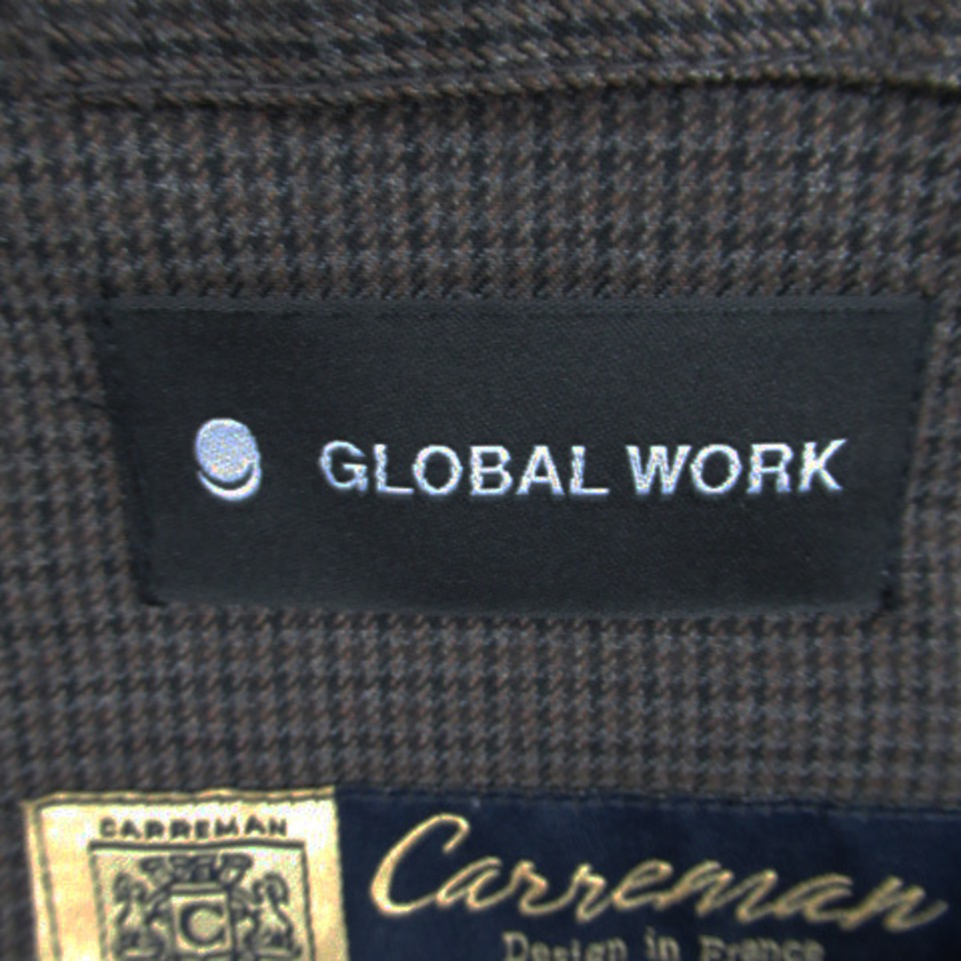 GLOBAL WORK(グローバルワーク)のグローバルワーク 中綿ジャケット ミドル丈 千鳥格子柄 M ダークブラウン メンズのジャケット/アウター(ブルゾン)の商品写真