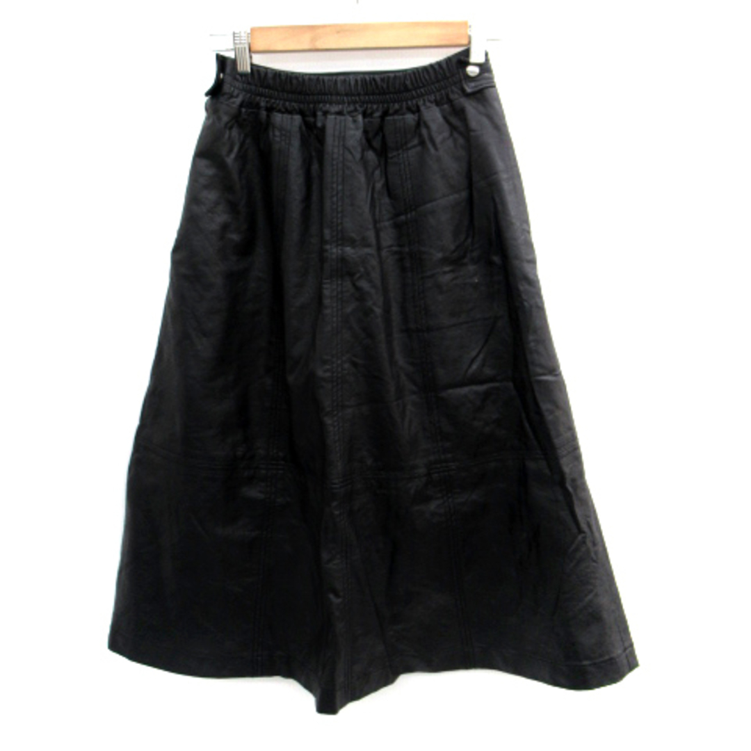 ROSE BUD(ローズバッド)のローズバッド フレアスカート マキシ丈 ロング丈 フェイクレザー F 黒 レディースのスカート(ロングスカート)の商品写真