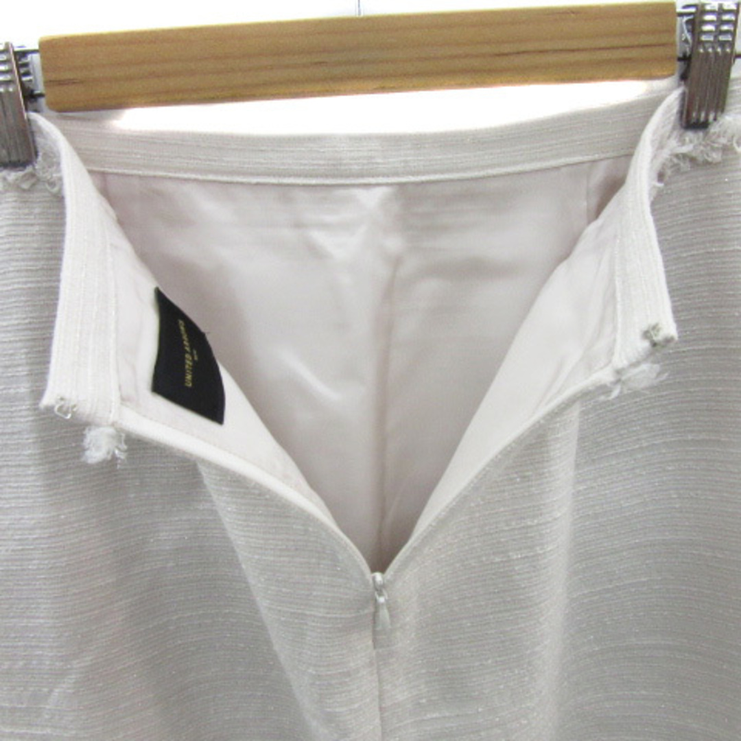 UNITED ARROWS(ユナイテッドアローズ)のユナイテッドアローズ タイトスカート ミモレ丈 ツイード ボーダー柄 38 白 レディースのスカート(ひざ丈スカート)の商品写真