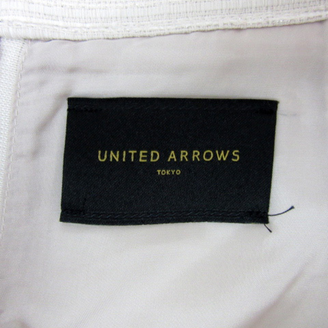 UNITED ARROWS(ユナイテッドアローズ)のユナイテッドアローズ タイトスカート ミモレ丈 ツイード ボーダー柄 38 白 レディースのスカート(ひざ丈スカート)の商品写真