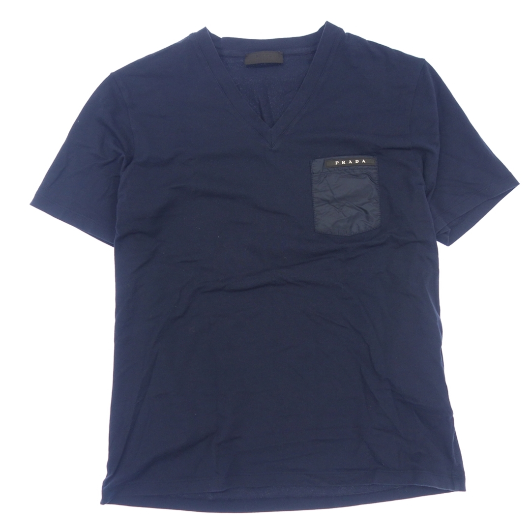 プラダ スポーツ 胸ポケット Tシャツ メンズ サイズM【AFB48】425cm袖丈