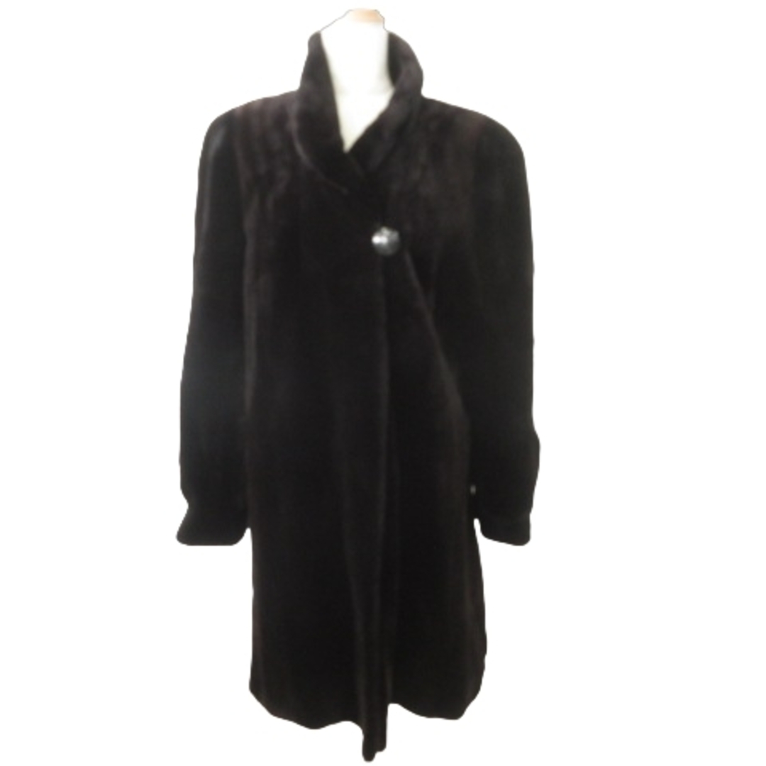 なし生地の厚さサガミンク 毛皮 シェアード コート ジャケット F 黒 ブラック系 ■GY09