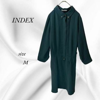 インデックス　INDEX　膝丈ワンピース　グリーン　レトロ　M(ひざ丈ワンピース)