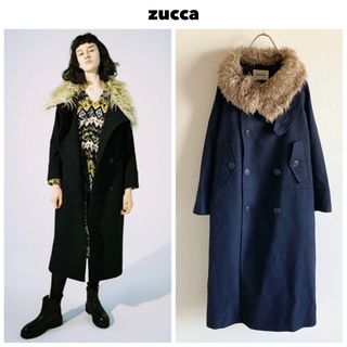 ズッカ(ZUCCa)の2018AW ズッカ 2way エコファー襟 ライトメルトン ロングコート M(ロングコート)