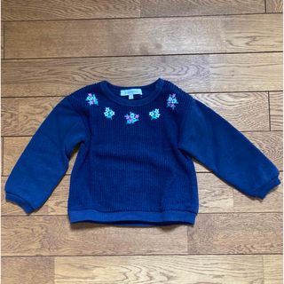 サンカンシオン(3can4on)の3can4on/サンカンシオン 刺繍裏起毛トレーナー　90cm(Tシャツ/カットソー)