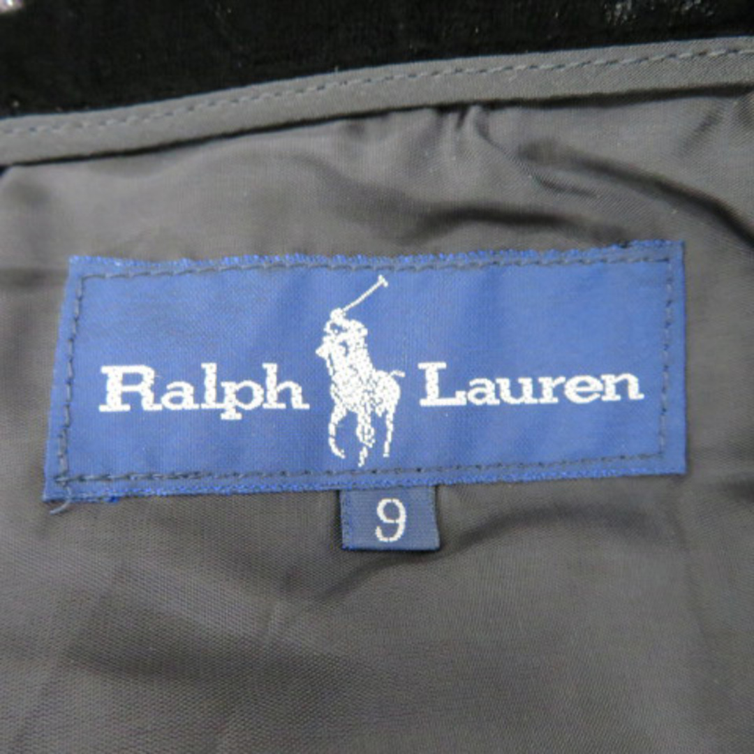 Ralph Lauren(ラルフローレン)のラルフローレン フレアスカート ロング丈 マキシ丈 ベロア 無地 9 黒 レディースのスカート(ロングスカート)の商品写真