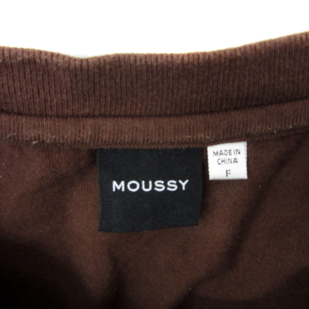 moussy(マウジー)のマウジー Tシャツ カットソー 半袖 ラウンドネック プリント F 茶 シルバー レディースのトップス(Tシャツ(半袖/袖なし))の商品写真