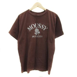 マウジー(moussy)のマウジー Tシャツ カットソー 半袖 ラウンドネック プリント F 茶 シルバー(Tシャツ(半袖/袖なし))