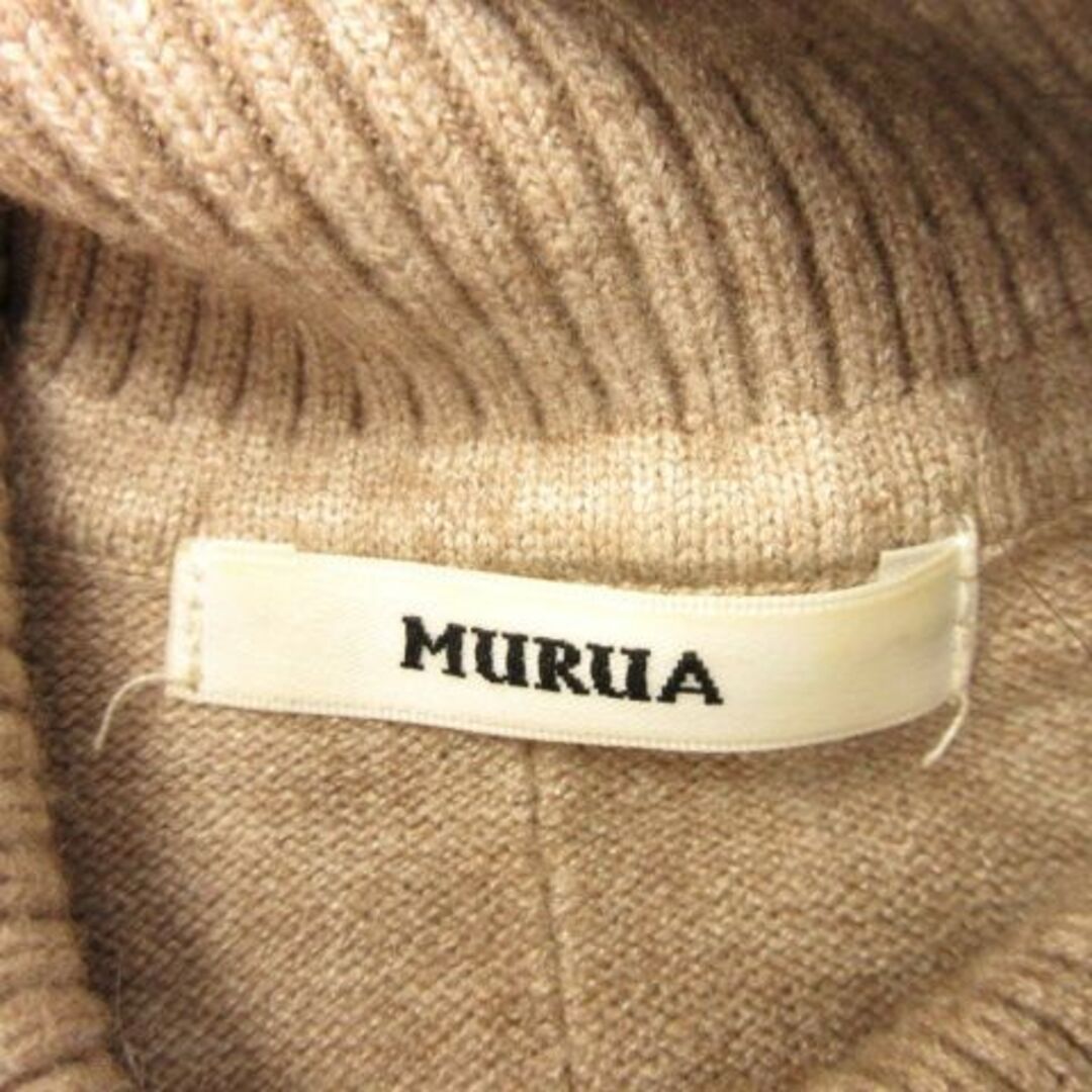 MURUA(ムルーア)のムルーア MURUA ニットワンピース タートルネック ミニ ひざ丈 長袖 茶 レディースのワンピース(ミニワンピース)の商品写真