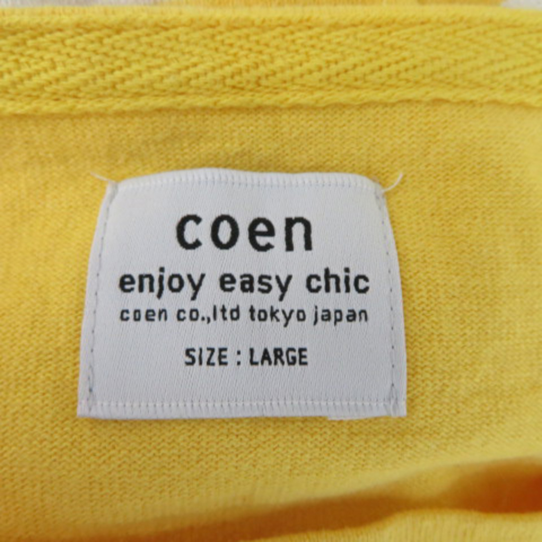 coen(コーエン)のコーエン カットソー 長袖 ラウンドネック ボーダー柄 L 黄色 イエロー メンズのトップス(Tシャツ/カットソー(七分/長袖))の商品写真