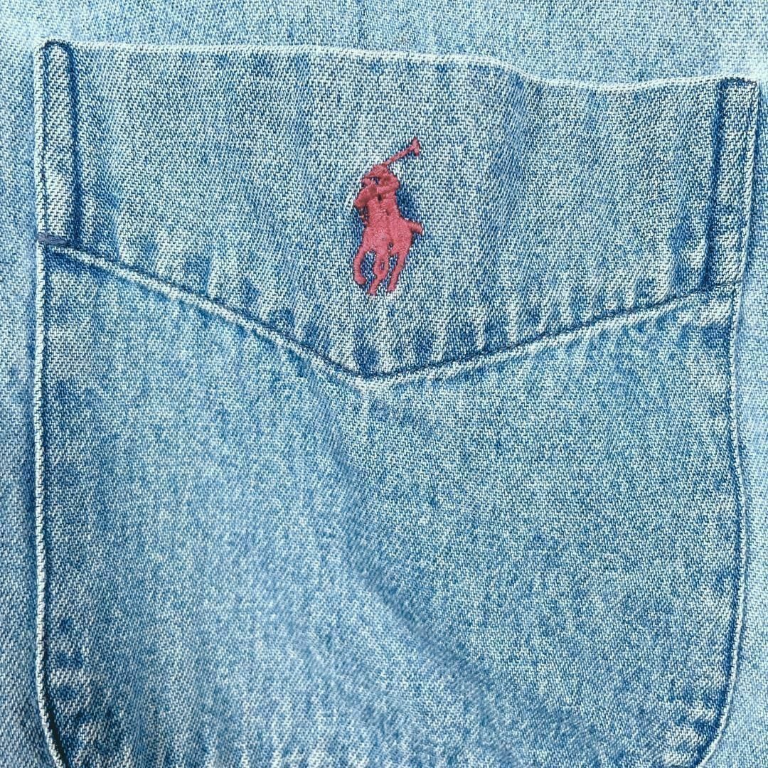 Ralph Lauren(ラルフローレン)の5Y ラルフローレン デニムBD長袖シャツ 胸ポケット ポニー刺繍メンズ古着 メンズのトップス(シャツ)の商品写真