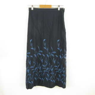 オゾック(OZOC)のオゾック OZOC ロングスカート フレア 刺繍 黒 38(ロングスカート)