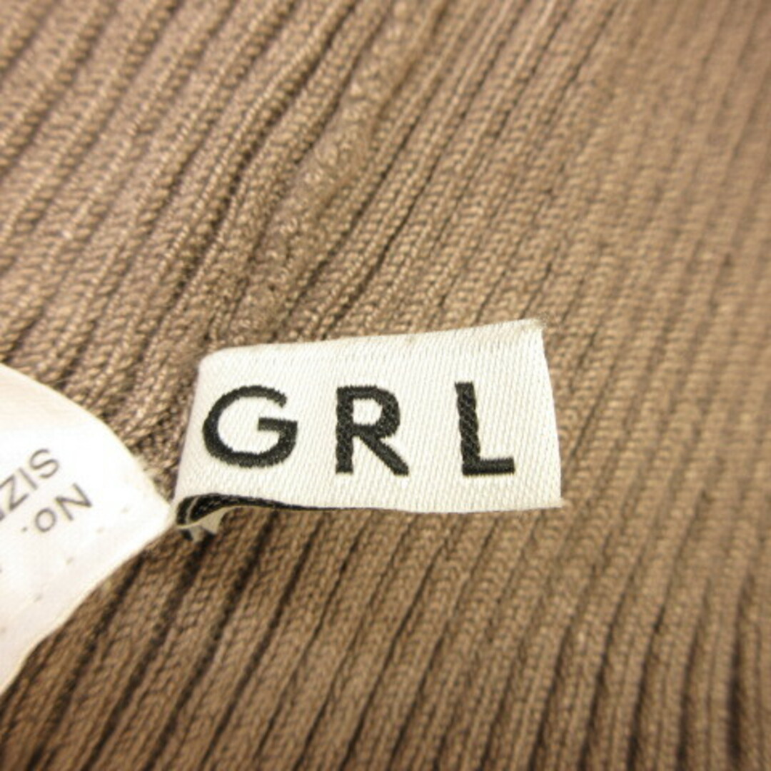 GRL(グレイル)のグレイル GRL ニット 五分袖 ボートネック リブ 茶 モカ L *T853 レディースのトップス(ニット/セーター)の商品写真