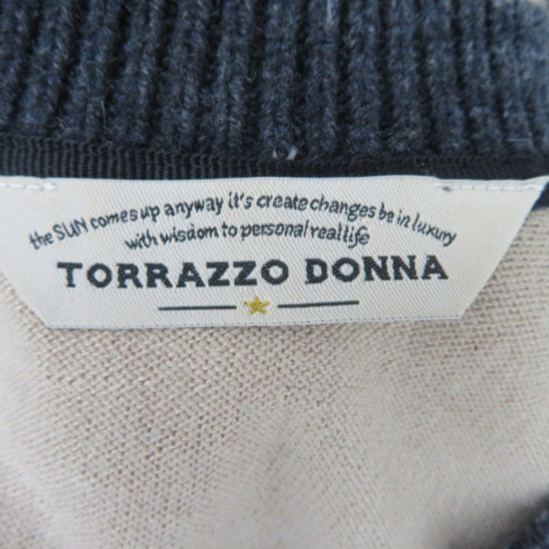 TORRAZZO DONNA(トラッゾドンナ)のトラッゾドンナ ニット カットソー 七分袖 ラウンドネック ラインストーン M  レディースのトップス(ニット/セーター)の商品写真