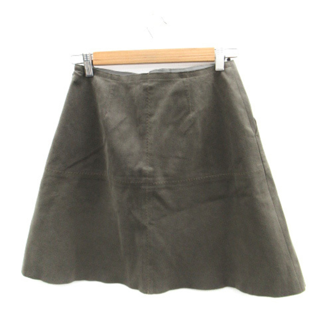 Ray BEAMS(レイビームス)のレイビームス フレアスカート ミニ丈 スエード調 1 チャコールブラウン レディースのスカート(ミニスカート)の商品写真