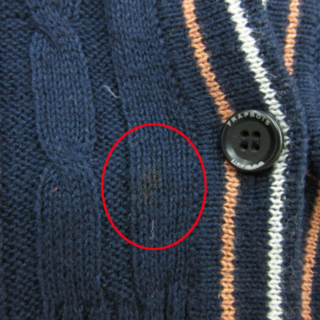 FRAPBOIS(フラボア)のフラボア ニットカーディガン ケーブル編み ウール混 リネン混 2 紺 レディースのトップス(カーディガン)の商品写真