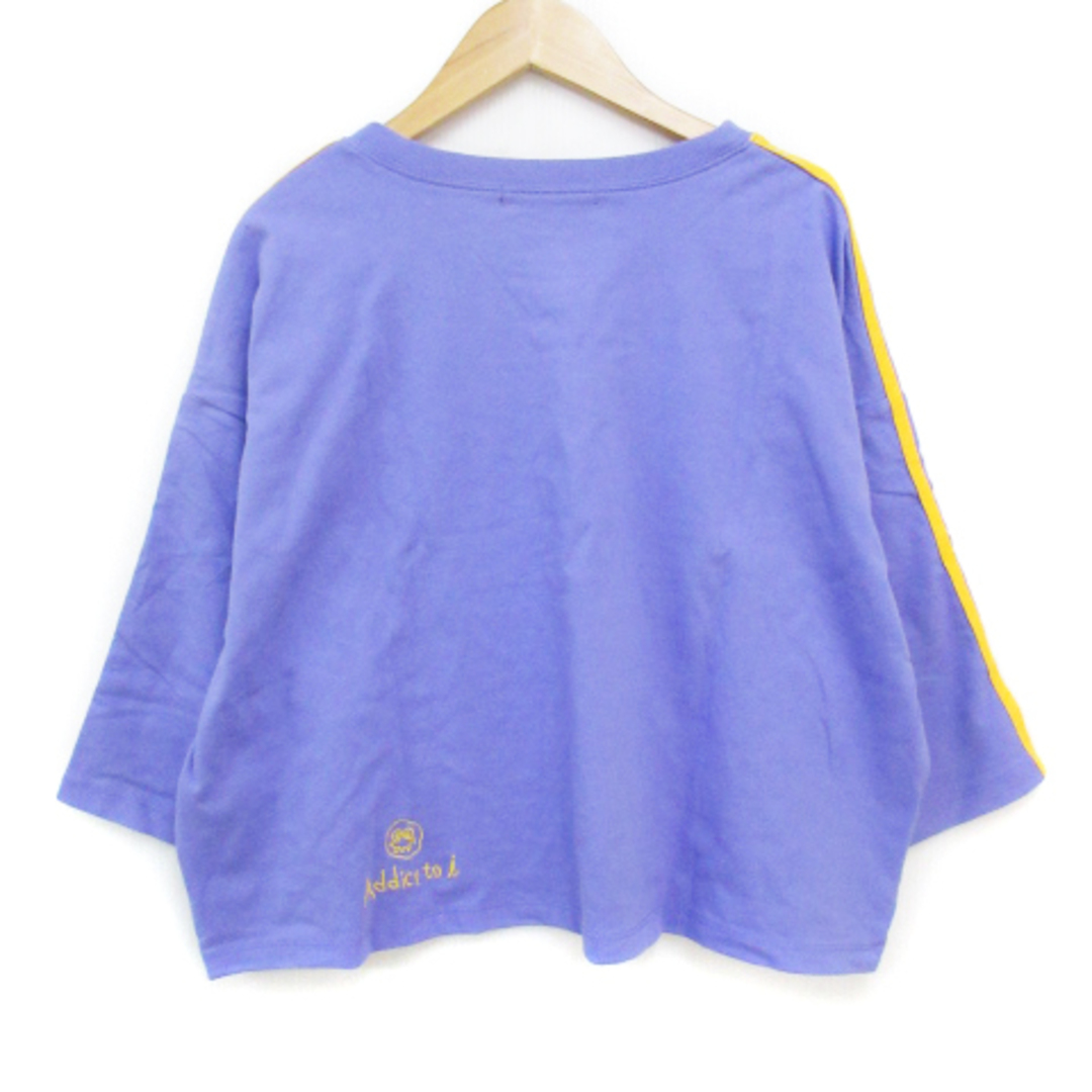 heather(ヘザー)のヘザー カットソー Tシャツ 七分袖 ラウンドネック ロゴプリント F 紫 黄色 レディースのトップス(その他)の商品写真