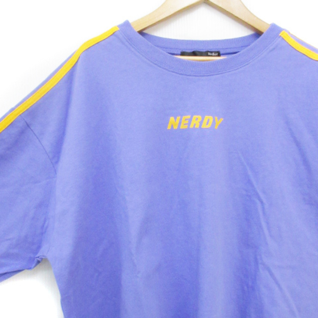 heather(ヘザー)のヘザー カットソー Tシャツ 七分袖 ラウンドネック ロゴプリント F 紫 黄色 レディースのトップス(その他)の商品写真