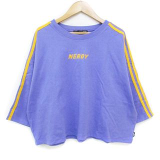 ヘザー(heather)のヘザー カットソー Tシャツ 七分袖 ラウンドネック ロゴプリント F 紫 黄色(その他)