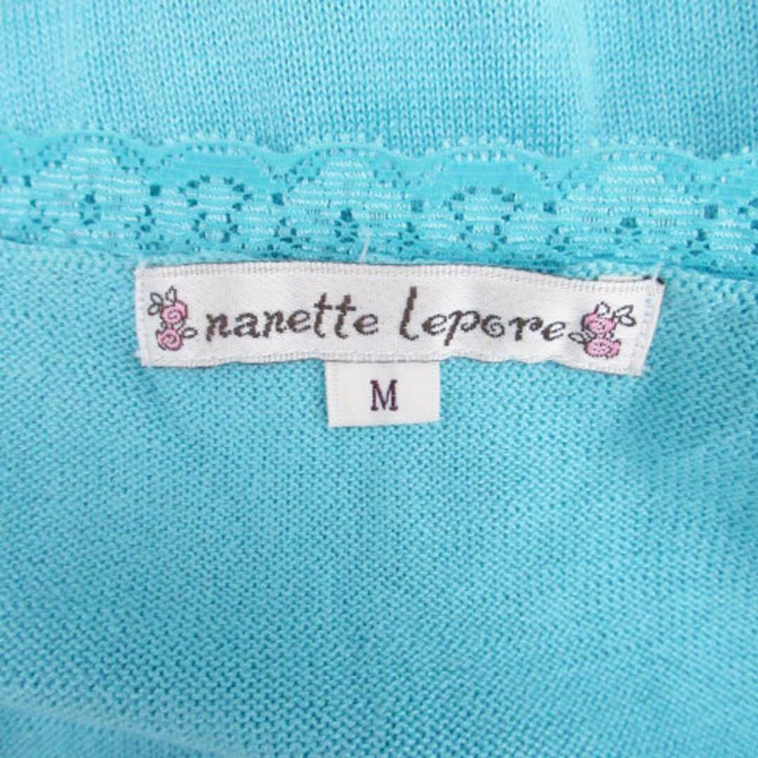 Nanette Lepore(ナネットレポー)のナネットレポー ニットカーディガン Vネック 七分袖 レース M 水色 レディースのトップス(カーディガン)の商品写真