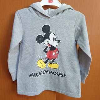 ディズニー(Disney)のDisney ミッキー 裏起毛 パーカー トレーナー チュニック 110 グレー(Tシャツ/カットソー)