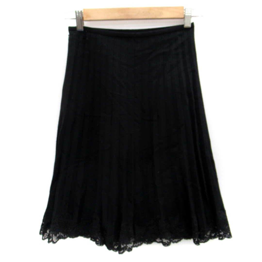 ef-de(エフデ)のエフデ ef-de プリーツスカート ミモレ丈 レース ウール 7 黒 レディースのスカート(ひざ丈スカート)の商品写真