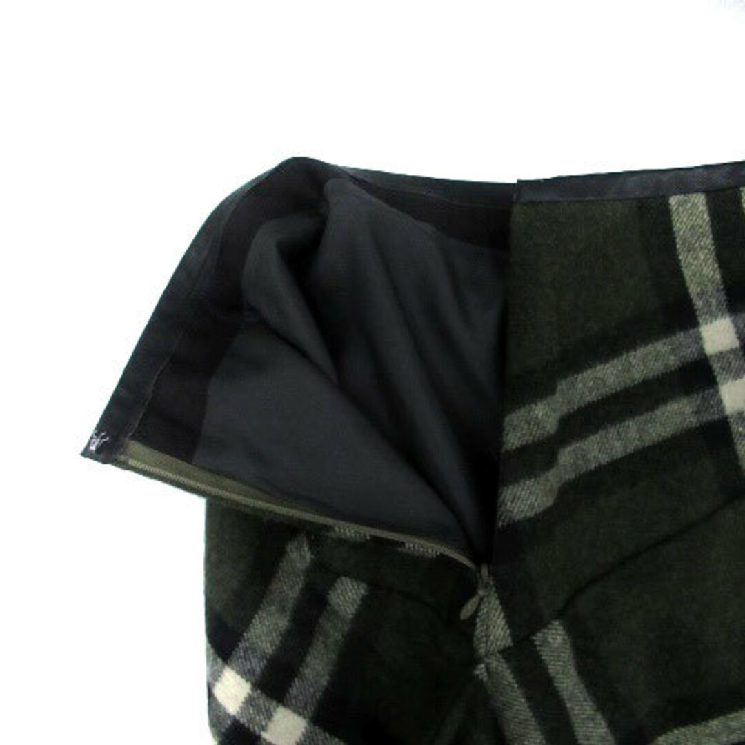アルアバイル フレアスカート アシンメトリー チェック ウール混 2 カーキ 黒 レディースのスカート(ひざ丈スカート)の商品写真