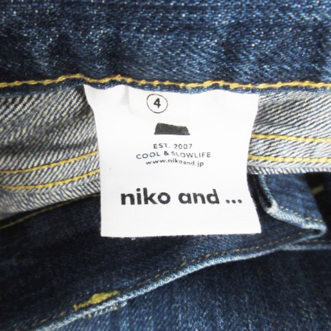 niko and...(ニコアンド)のニコアンド デニムパンツ ジーンズ テーパード ロング丈 ダメージ加工 4 青 レディースのパンツ(デニム/ジーンズ)の商品写真