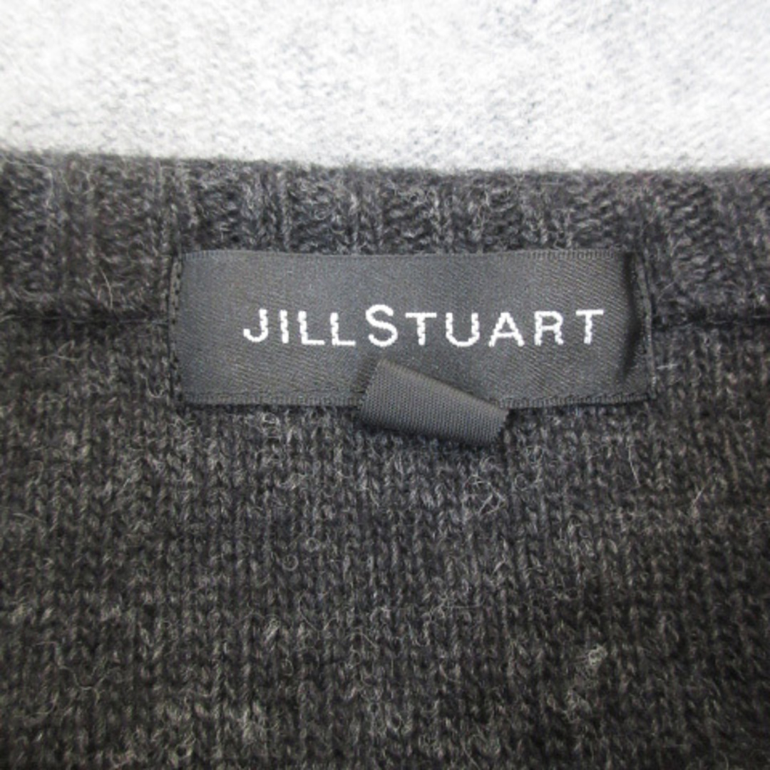 JILLSTUART(ジルスチュアート)のジルスチュアート ニットワンピース ミニ丈 長袖 ボーダー柄 2 黒 杢グレー レディースのワンピース(ミニワンピース)の商品写真