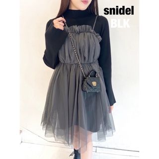 スナイデル(SNIDEL)のスナイデル　snidel  チュールキャミセットミニニットワンピース ブラック(ミニワンピース)