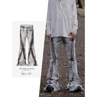 リックオウエンス(Rick Owens)のメンズ　ブラスト加工　フレア　ベルボトム(デニム/ジーンズ)