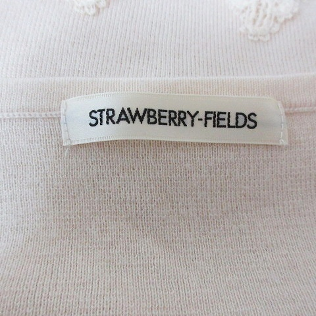 STRAWBERRY-FIELDS(ストロベリーフィールズ)のストロベリーフィールズ ニット カットソー 長袖 ラウンドネック レース 白 レディースのトップス(ニット/セーター)の商品写真