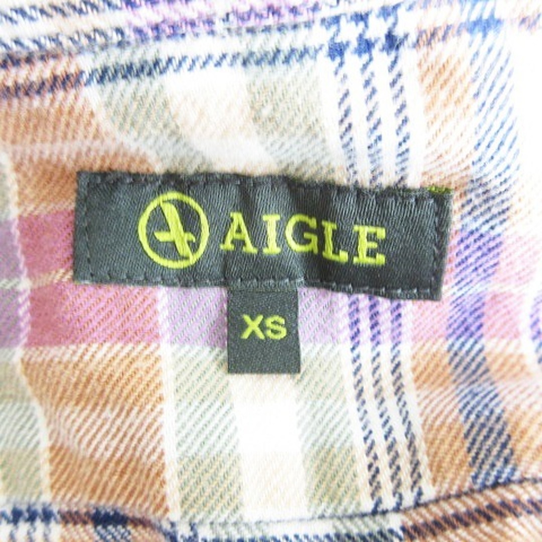 AIGLE(エーグル)のエーグル シャツ ステンカラー 長袖 チェック XS オレンジ 紫 トップス エンタメ/ホビーのコスプレ(その他)の商品写真