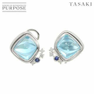 タサキ(TASAKI)のタサキ TASAKI ブルートパーズ ダイヤ 0.08ct×2 サファイヤ イヤリング K18 WG 750 田崎真珠 VLP 90210557(イヤリング)