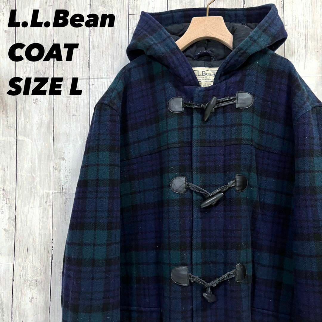 L.L.Bean(エルエルビーン)のヴィンテージ古着L.L.Bean エルエルビーン　チェック柄ダッフルコート　L メンズのジャケット/アウター(ダッフルコート)の商品写真