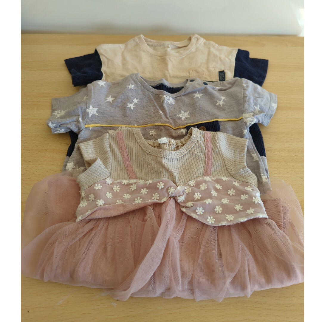 女の子半袖ロンパースセット 80サイズ キッズ/ベビー/マタニティのベビー服(~85cm)(ロンパース)の商品写真