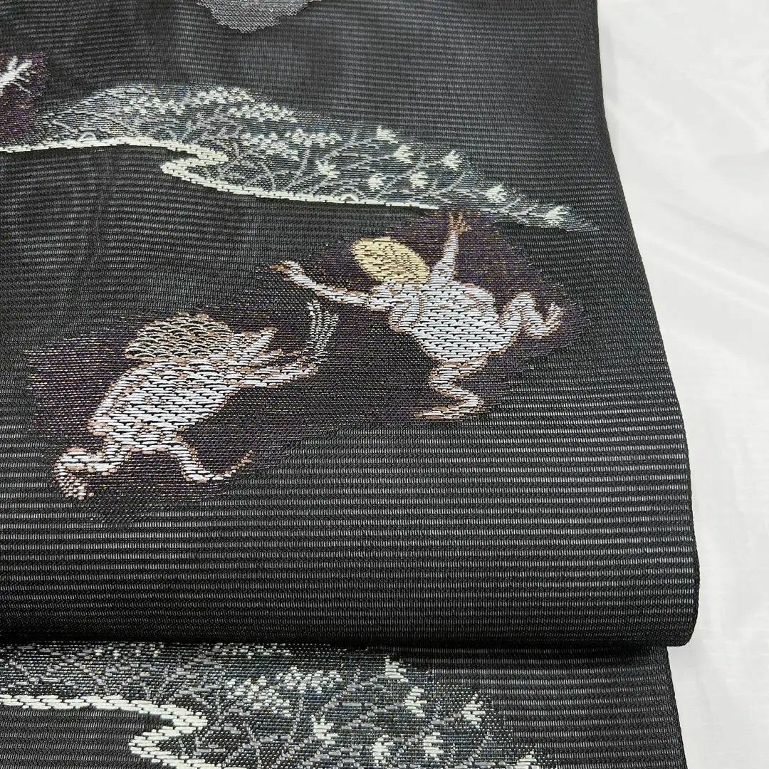 新品未着用 鳥獣戯画模様夏用名古屋帯 お仕立てあがり 着物 絽 着物 新品未着用 鳥獣戯画模様夏用名古屋帯 お仕立てあがり 着物 絽 着物