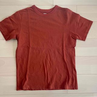 ユニクロ(UNIQLO)のUNIQLO クールネックTシャツ　半袖オレンジ　メンズM(Tシャツ/カットソー(半袖/袖なし))