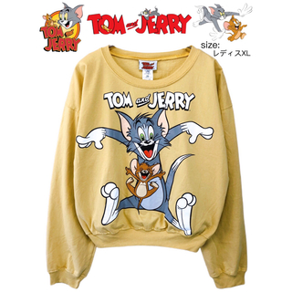 Tom and Jerry　スウェット　レディスXL　黄色　UK古着(トレーナー/スウェット)