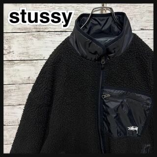 ステューシー(STUSSY)の1160【即完売モデル】ステューシー☆ワンポイントロゴ　ボア　ブラックジャケット(ブルゾン)