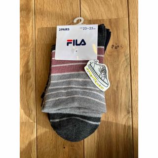 フィラ(FILA)の新品 レディース  FILA スニーカーソックス 靴下 ボーダー 3足セット(ソックス)